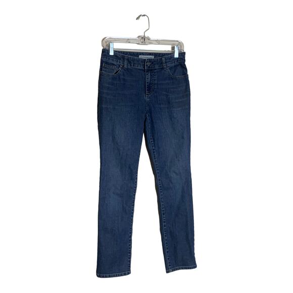 Chico's Platinum Denim bluestraight leg jeans size 0 short - Picture 6 of 8